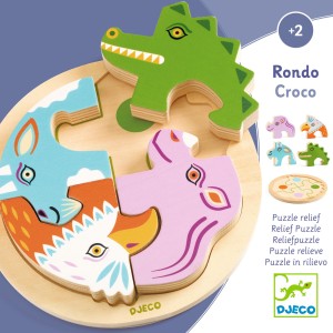 Drewniane okrągłe puzzle RONDO CROCO DJ01106