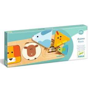 Puzzle drewniane warstwowe ZWIERZĄTKA DJ06206